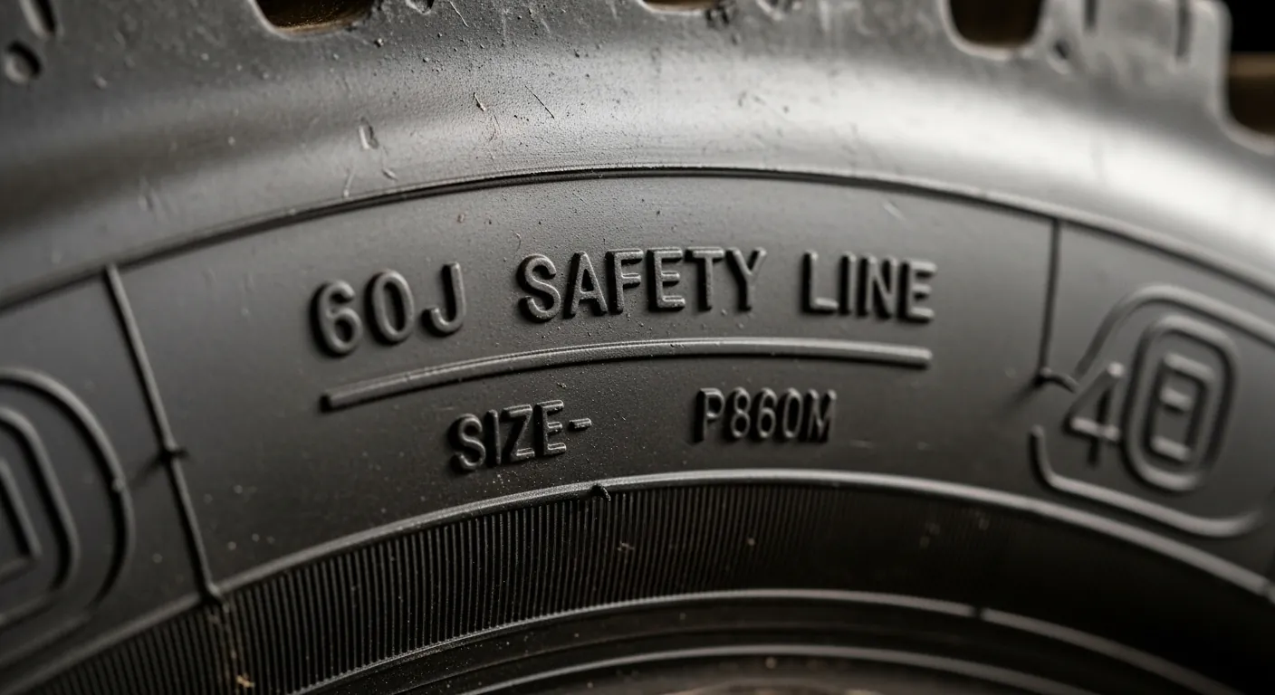 Маркировка safety line 60J на боковине цельнолитой шины вилочного погрузчика